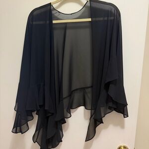 Sheer Black Ruffle-Trim Shrug